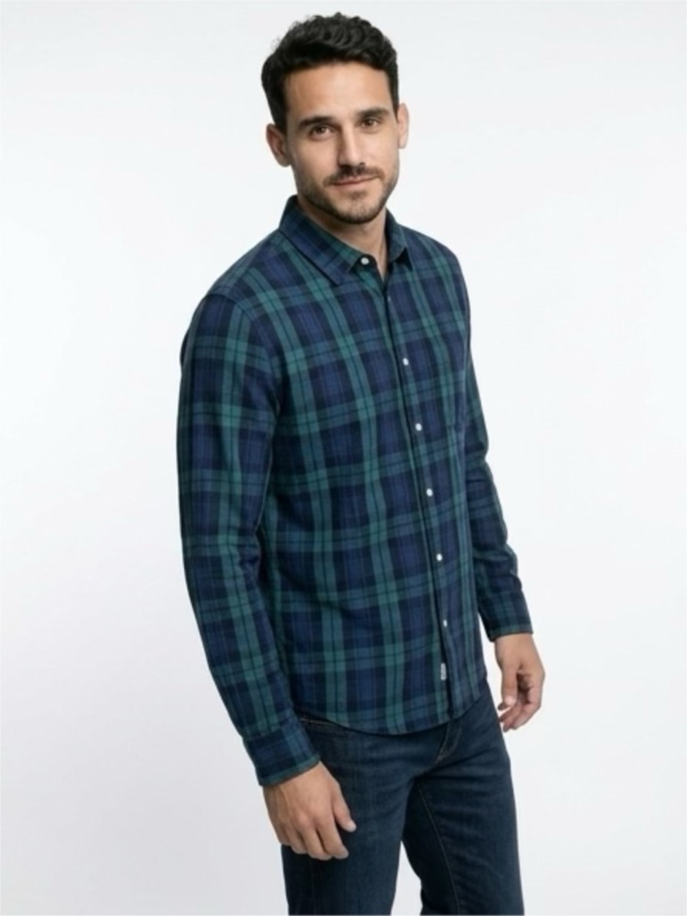Goodfella & Co Men’s Blue Green Classic Fit Plaid Button Down Shirt